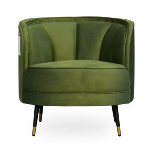 Modern Curved Sofa Chair with Metal Legs - Green Velvet (JYM1922B)