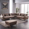 ROYAL Corner Sofa Set 3+C+2+Pouffe (Gold+Anka 153) - (317x287x93xH82)