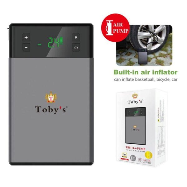 Toby's Power Bank Powerful Jump Starter with Air Pump for Cars - TBS 14A 14000mAh and 51.8WH
