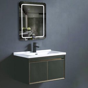 Vanity Cabinet and Led Plain Mirror 800x500x500MM - (Artificial Marble)