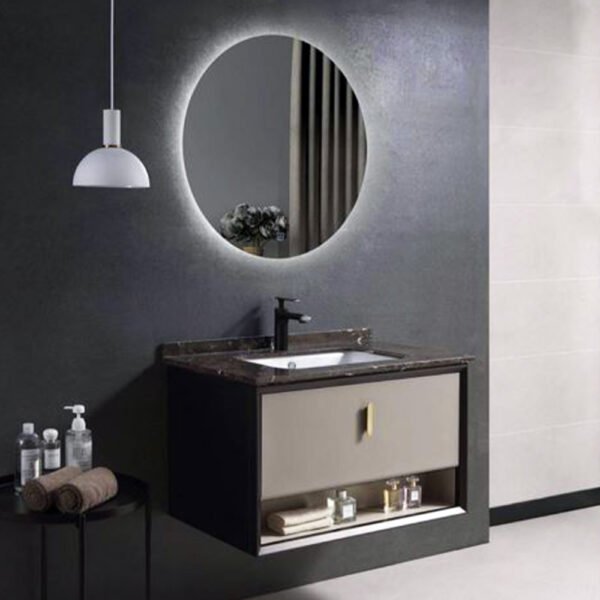 Vanity Cabinet with Plain Led Mirror 812x505x485MM - (Artificial Marble)
