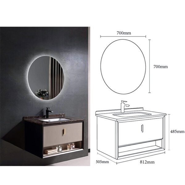 Vanity Cabinet with Plain Led Mirror 812x505x485MM - (Artificial Marble)