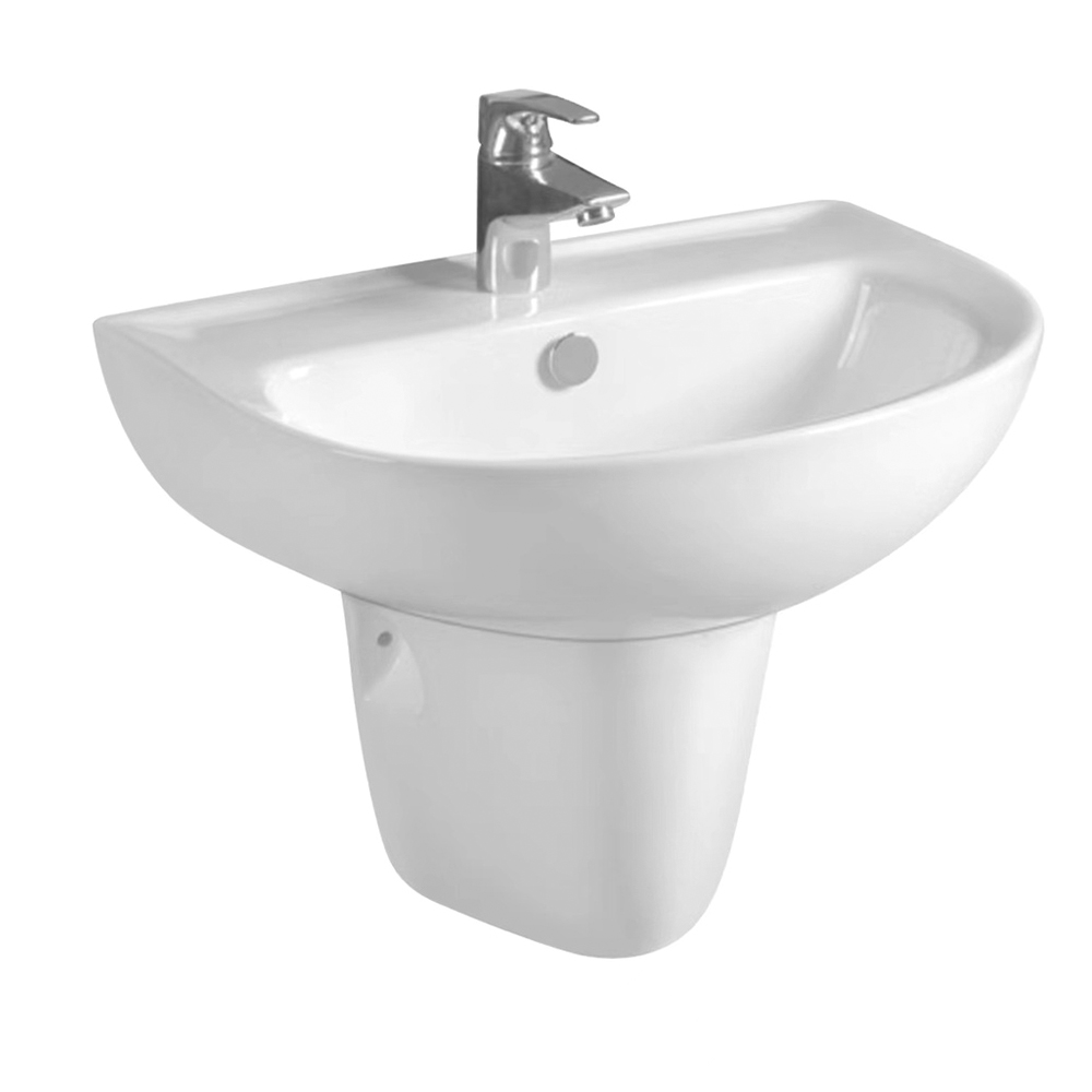 Wall Hung Half Pedestal Wash Basin 560x460x500MM - White - Buyonbudget ...