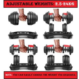 Alloy Steel Adjustable Dumbbells for Fitness - 2.5kg to 24kg