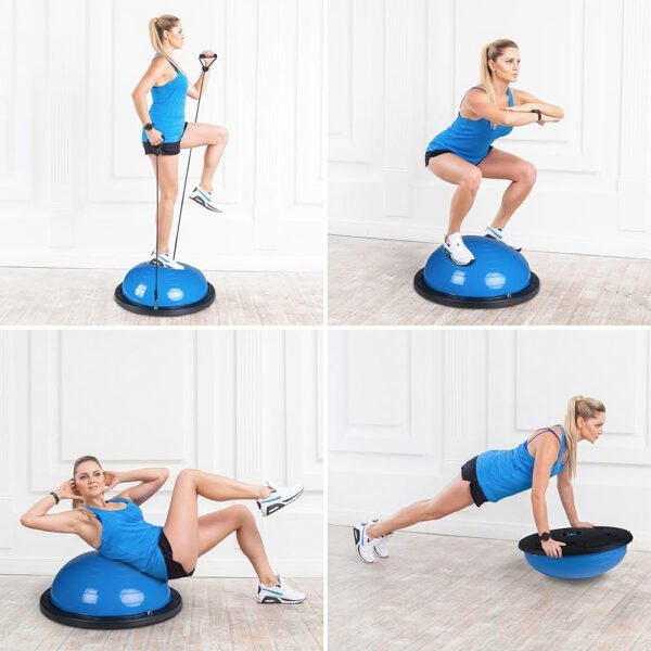 Balance Ball Trainer – Non Slip Half Yoga Exercise Ball with Resistance Bands & Pump