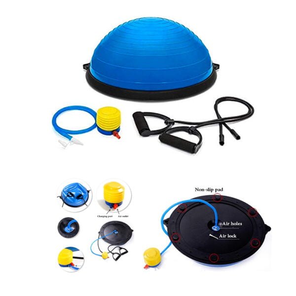 Balance Ball Trainer – Non Slip Half Yoga Exercise Ball with Resistance Bands & Pump
