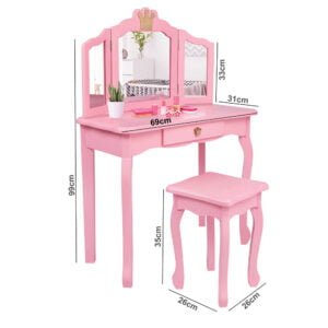 Wooden Dressing Makeup Table With Stool