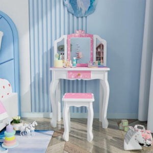 Wooden Princess Makeup Table with Stool