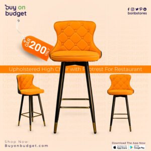 Upholstered High Chair with Footrest For Restaurant - H-022