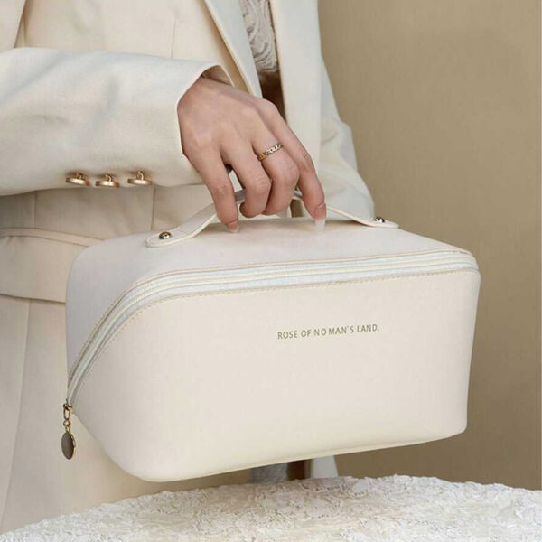 Luxe Vanity Open Flat Cosmetic Bag with Compartments