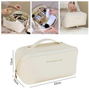 Luxe Vanity Open Flat Cosmetic Bag with Compartments