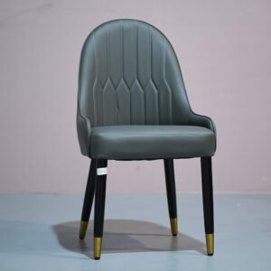 Sleek Leather Dining Chair with Metal Legs