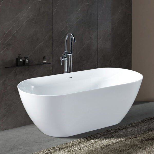 Acrylic Free Standing Bathtub 1500x730x580MM - White (6117)