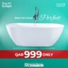 Acrylic Free Standing Bathtub 1700x750x580MM - White (6117)