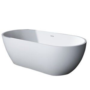 Solid Surface Bathtub with Drainer 1700x800x560MM - Glossy White (80063-1700)
