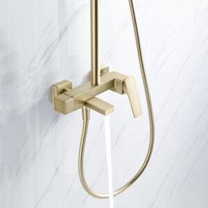 Shower Set with Square Head Brushed Gold - (S0989 13 30 1)