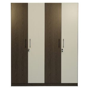 4-Door Wooden Wardrobe White and Brown - 213# (1set-3box)
