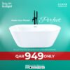 Acrylic Free Standing Bathtub 1700x800x600MM – White (6100)