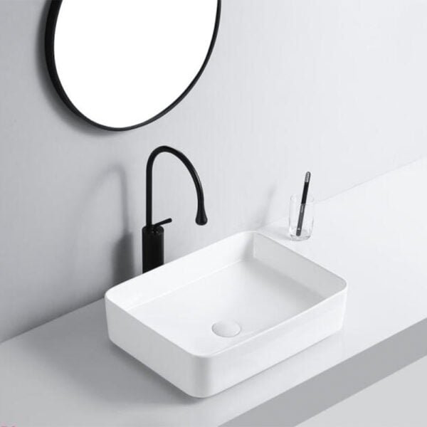 Square Shape Countertop Wash Basin 500x380x135MM - White (4052)