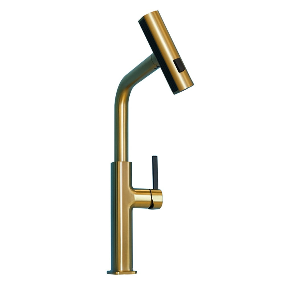 Multifunction Rotating Head Basin Mixer Tap - Brushed Gold (107174)