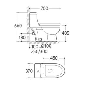 Double Piece S-Trap Toilet 250MM - White (8320)