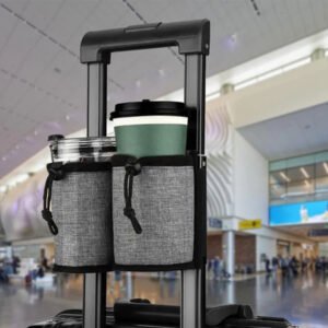 Dual-Sleeve Luggage Drink Holder with Buckle Fastening