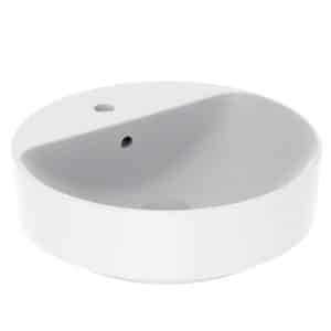 Geberit Variform Countertop Round Washbasin with TH Bench - White