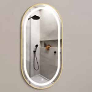 LED mirror with Aluminum Frame Oval Shape 60x90cm – Gold (245L-G)
