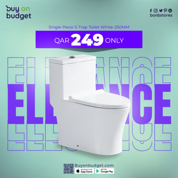 Single Piece S-Trap Toilet 685x400x700mm - White