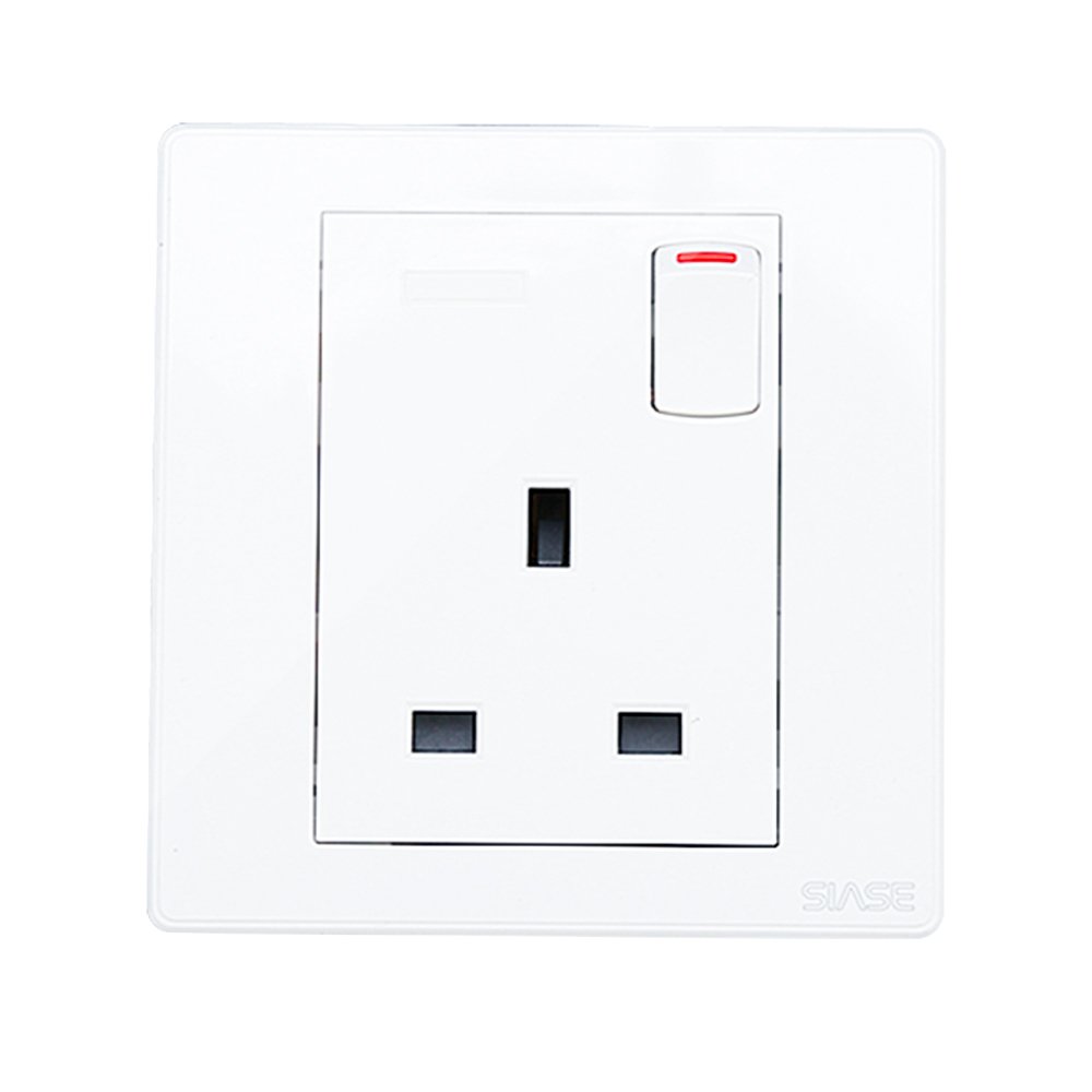Switched Socket with PC Panel & Stainless Steel Support 1Gang13A - White (V027-W) 250V