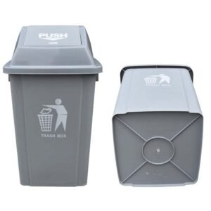 Push-Top Plastic Trash Bin