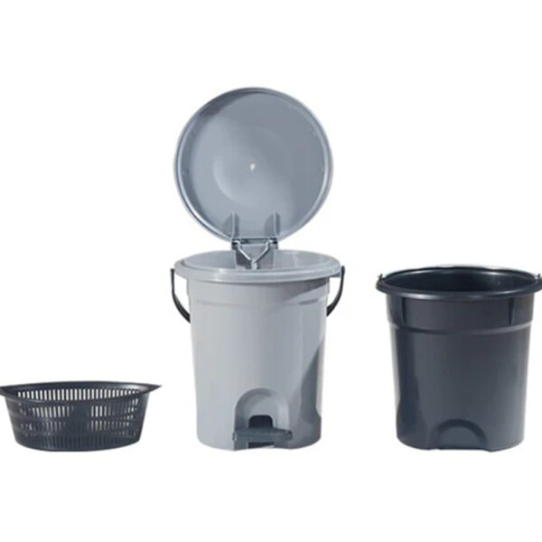 Round Pedal Bin with Inner Bucket & Storage Basket