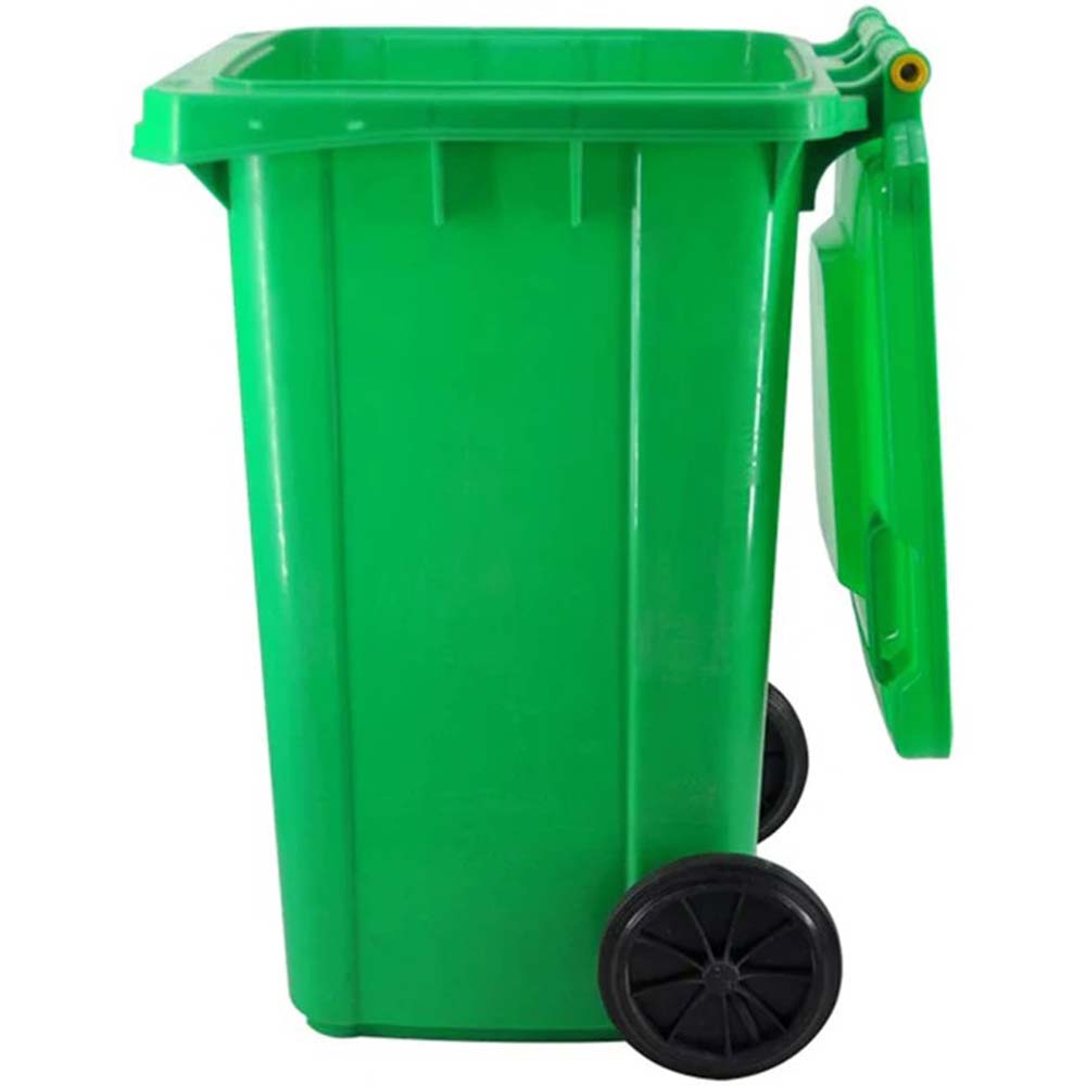 Wheeled Trash Bin with Dual Openings and Lid.