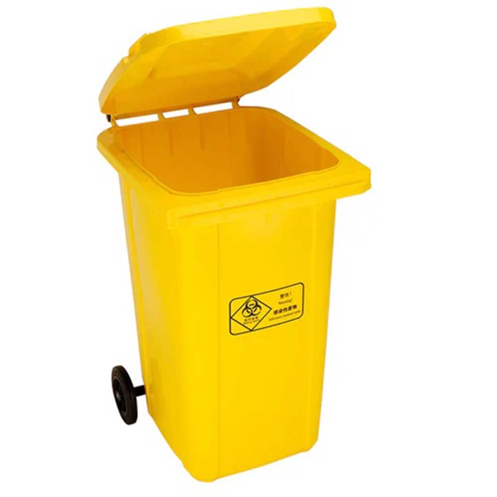 Wheeled Trash Bin with Dual Openings and Lid.
