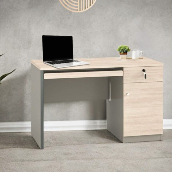 Wooden Office Table with Drawer - Beige