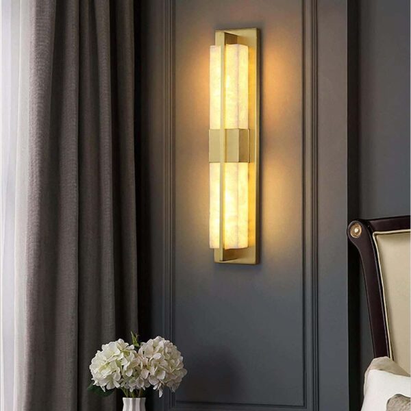 Modern Marble Shade LED Wall Lamp Brushed Gold