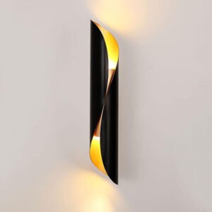 Up and Down Curled Metal Wall Light with Flash Gold