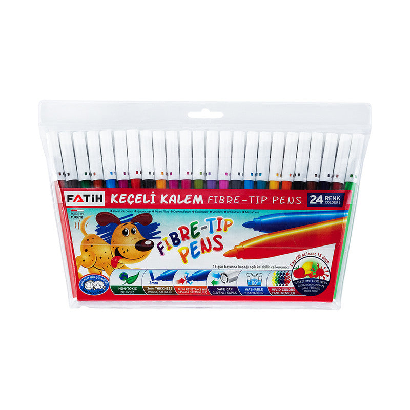 Fatih Fiber Tip Coloring Pens - 24 Colors