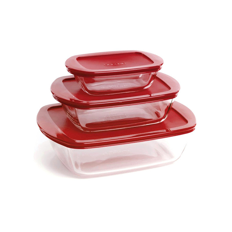 Pyrex Rectangular Storage Dish With Lid 3 Pieces Set