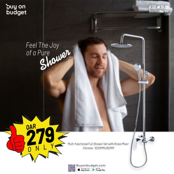 Multi-functional Full Shower Set with Brass Mixer – Chrome-131780