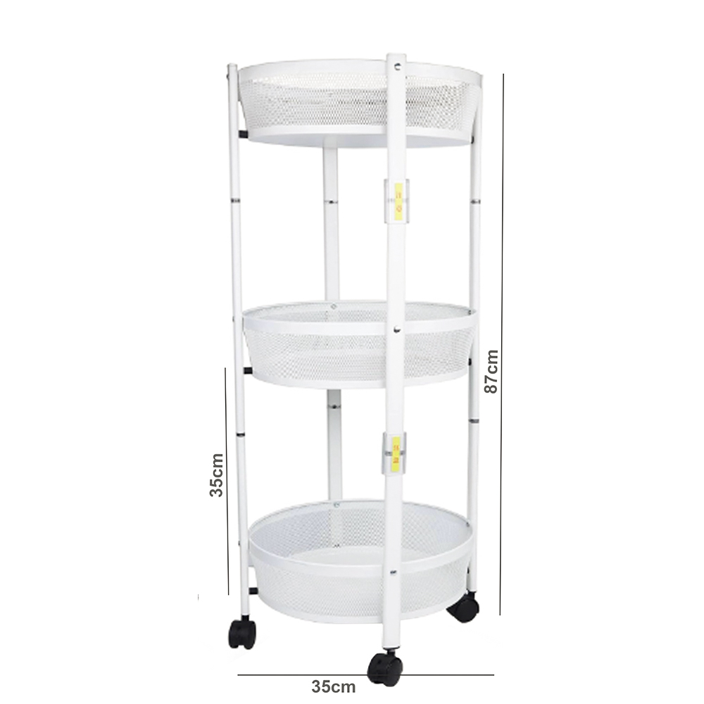 Foldable Storage 3 Tier Metal Rack for Kitchen, Bathroom