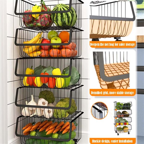 Movable Storage Trolley for Kitchen, Bathroom