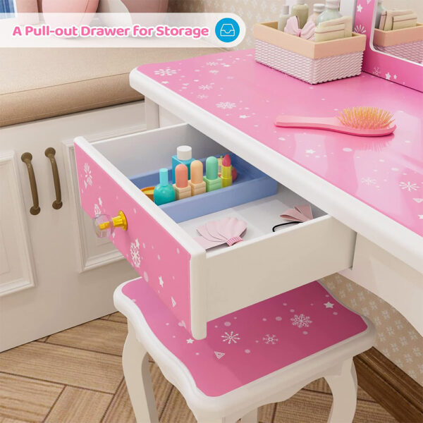 Wooden Princess Makeup Table with Stool