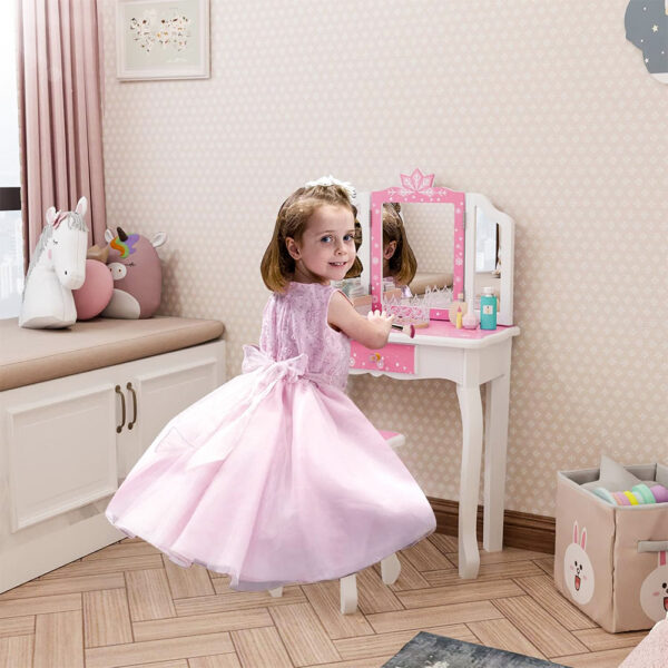 Wooden Princess Makeup Table with Stool