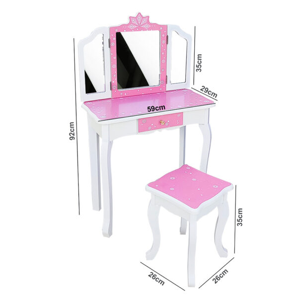 Wooden Princess Makeup Table with Stool