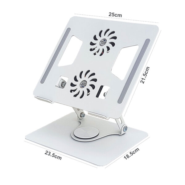 Adjustable Aluminum Alloy Laptop Stand with Double Fan, 360 Degree Rotating