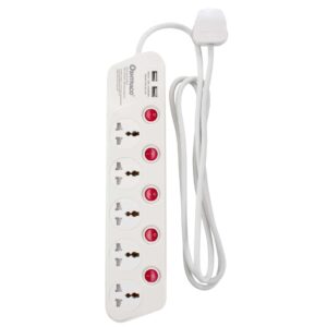 Oshtraco 5-Way Extension Cord W/ 4 USB Ports