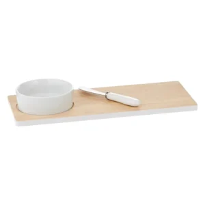 Cuisine Art Bamboo Board W/Ceramic Bowl & Knife