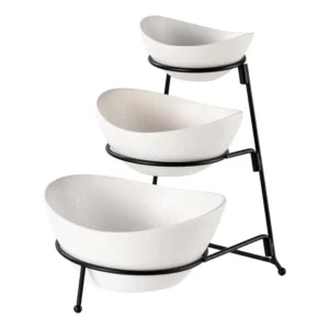 Shallow 3-Tier Porcelain Serving Bowl Set