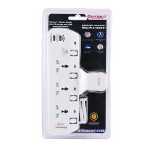 Oshtraco Universal Plug 3-Socket Extension Cord W/USB Port